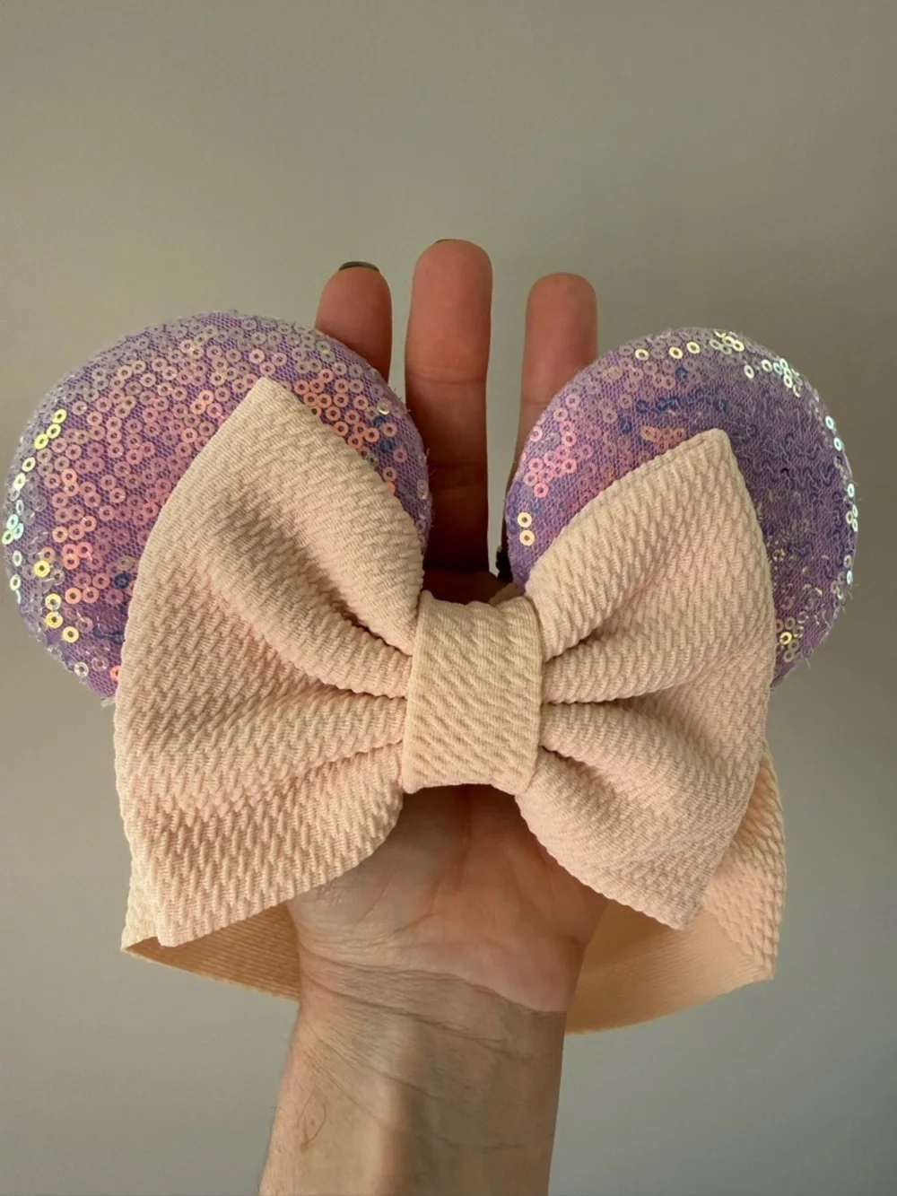 Minnie Mouse Sequin Ear Bow Headband for Baby